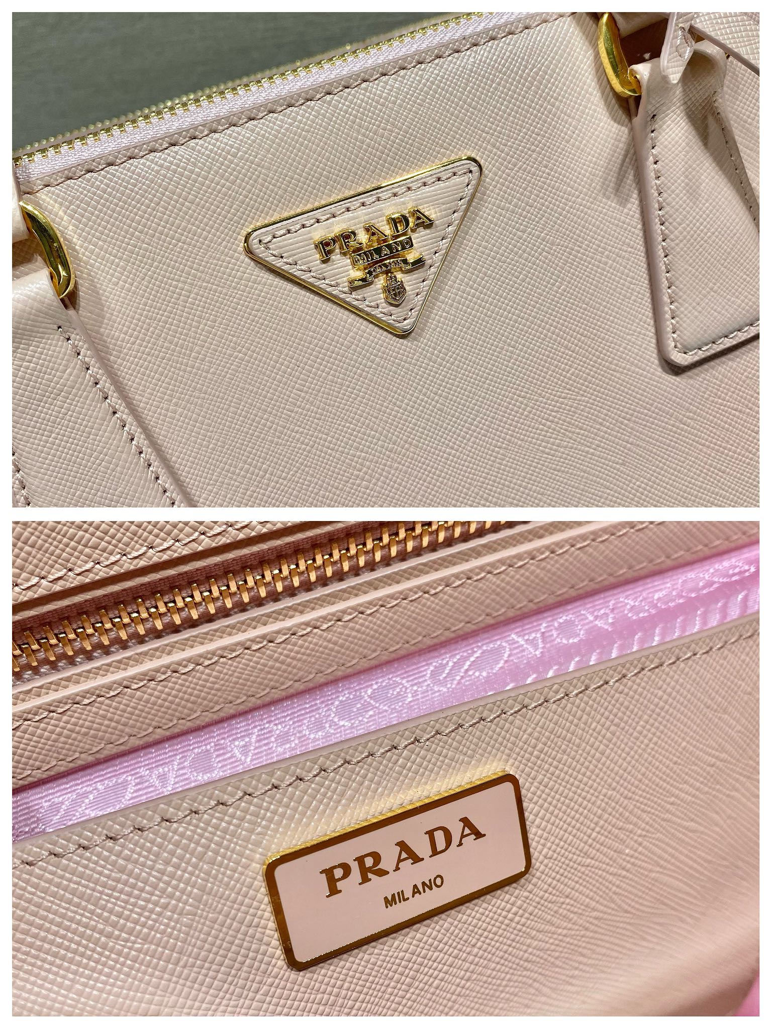 Prada Large Galleria Saffiano Leather Bag Tote Shoulder Bag Powder Pink 1BA274